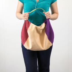 Torebka worek w rozmiarze L. Pojemna torebka na ramię - wykrój i tutorial.