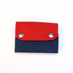 Granatowo - czerwony portfel z alcanatry, instrukcja szycia portfela krok po kroku